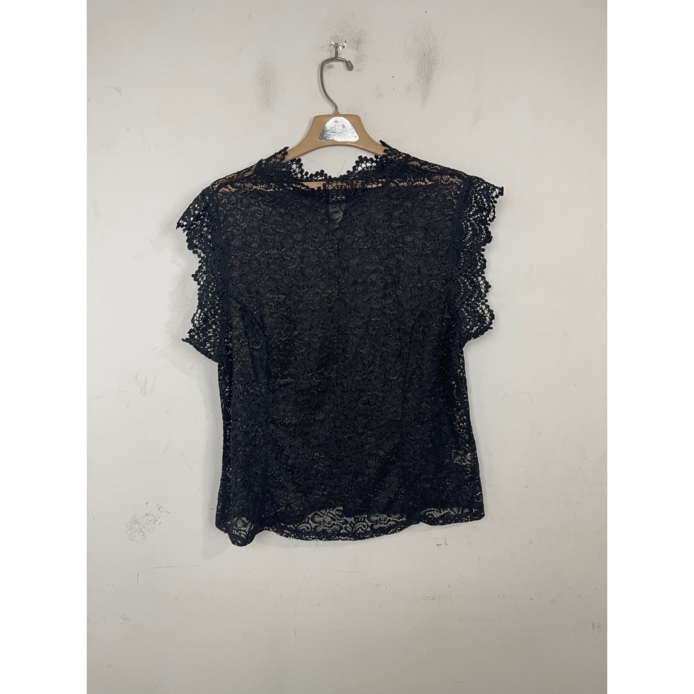 Impulsive Womens 1X Black Floral Lace Mock Neck Sleeveless‎ Blouse TS8141X
